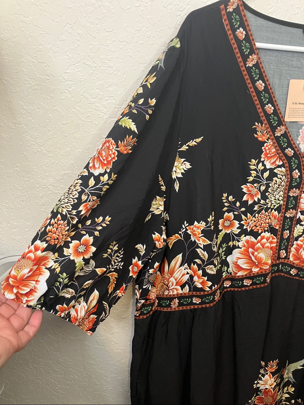BloomChic Black Midi Dress with Coral and Cream Floral Print - Picture 2 of 5